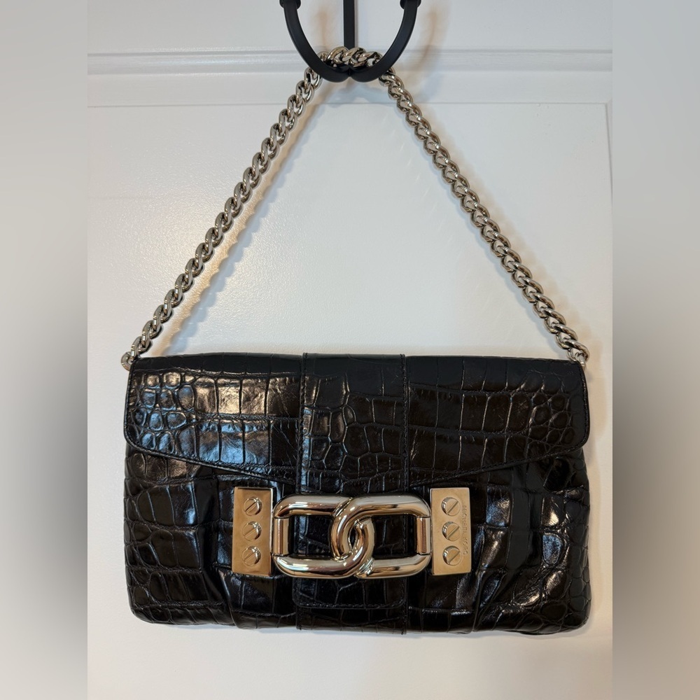 Michael Kors MK Black Leather Shoulder Bag / Purse - Picture 2 of 7